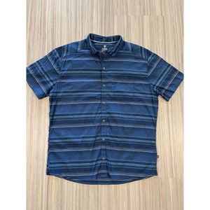 Kuhl Blue Short Sleeve Button Up Metal Snap Striped Outdoor Shirt Men XL Blue
